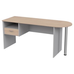 Стол с приставкой КП-1 цвет Серый+Дуб молочный