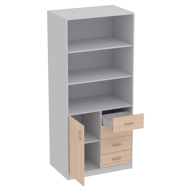 Офисный шкаф ШБ-7 цвет Серый+Дуб Молочный 89/58/200 см