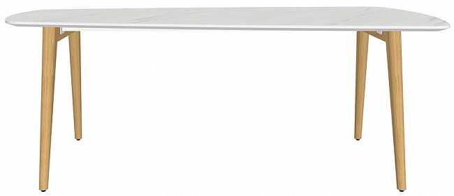 Стол для переговоров Rem-210 мрамор белый + массив ясеня