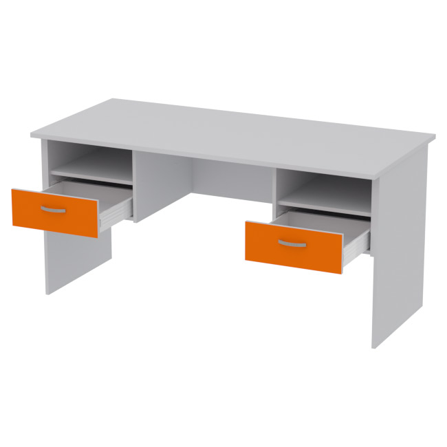 Офисный стол СТ+2Т-10 цвет Серый+Оранжевый 160/73/76 см