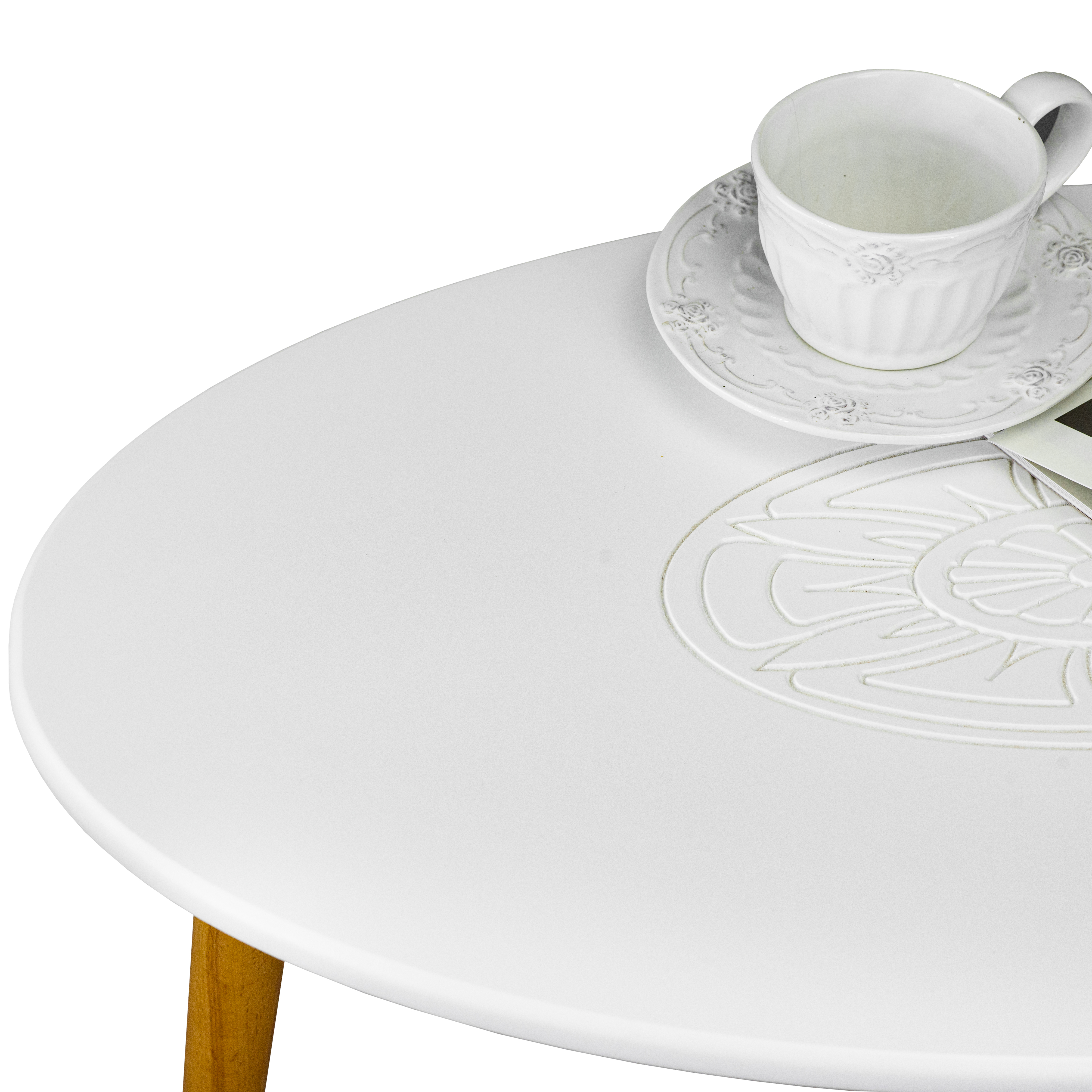 Стол журнальный Мерсенна белый/бук