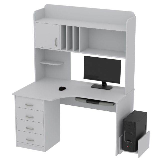 Компьютерный стол КП-СКЭ-8 Правый цвет Серый 140/90/182 см