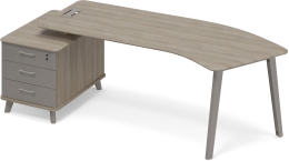 Стол руководителя левый эргономичный на тумбе малой Вяз-Мокко ТМ М1 131 ВЛ ВЛ МП 245,8/100/75,6