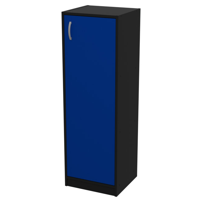 Шкаф для офиса СБ-61+ДВ-61 цвет Черный + Синий 40/37/123 см