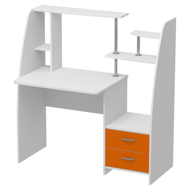 Компьютерный стол СК-29 цвет Белый+Оранж 124/60/130 см