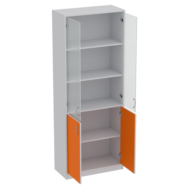 Офисный шкаф ШБ-3+А5 матовый цвет Серый+Оранж 77/37/200 см