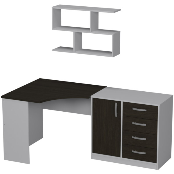 Комплект офисной мебели КП-18 цвет Серый+Венге