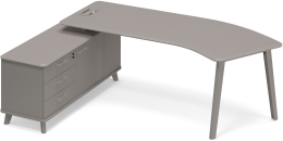 Стoл левый эргономичный с опорной тумбой Мокко премиум ТМ М1 127 МП МП МП 236,4/159,2/75,6