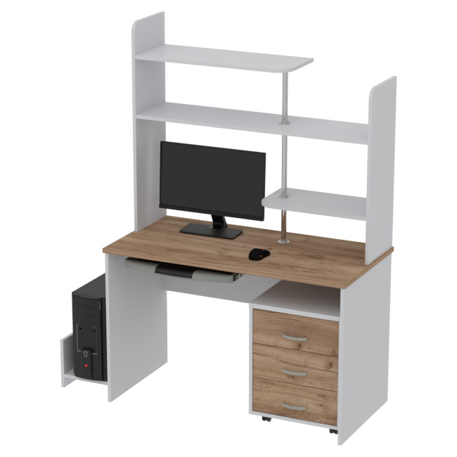Компьютерный стол КП-СК-12 цвет Серый+Дуб Крафт 120/60/176 см