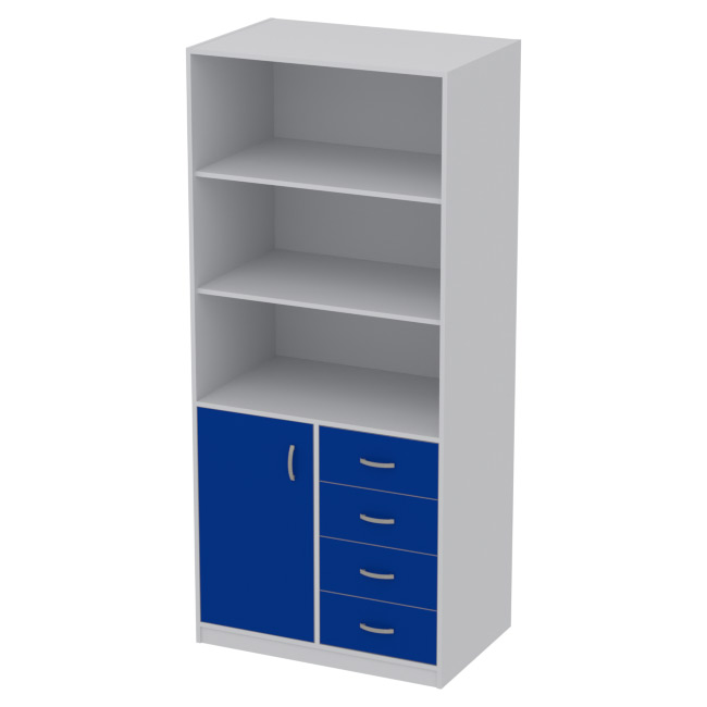 Офисный шкаф ШБ-7 цвет Серый+Синий 89/58/200 см
