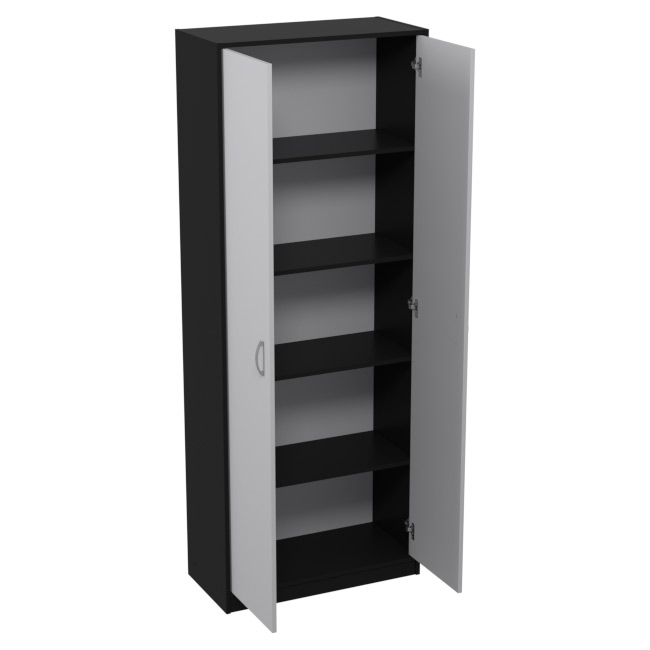 Шкаф для офиса ШБ-2 цвет Черный + Серый + ХДФ С 77/37/200 см