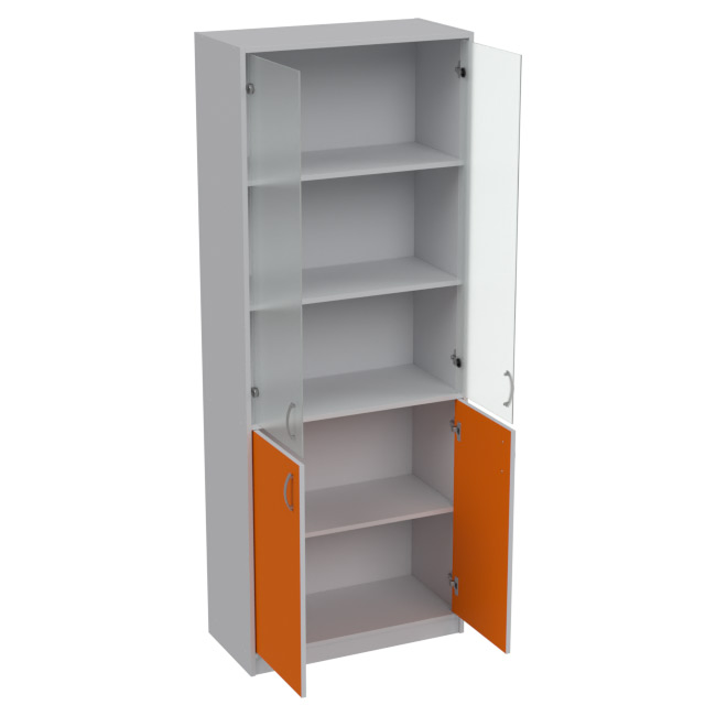 Офисный шкаф ШБ-3+А-5 матовый цвет Серый+Оранж 77/37/200 см