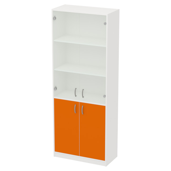 Офисный шкаф ШБ-3+А5 матовый цвет Белый+Оранж 77/37/201