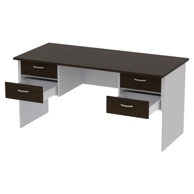 Офисный стол СТ+4Т-10 цвет Серый+Венге 160/73/76 см