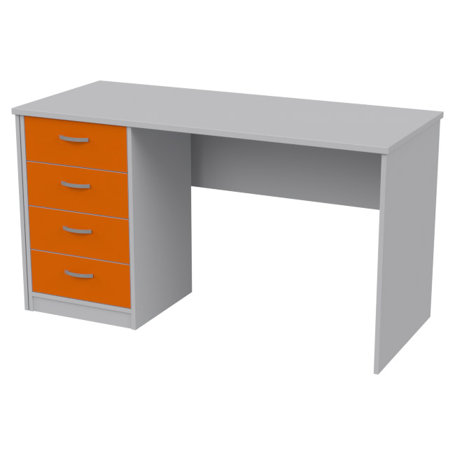 Офисный стол СТ-42+ТС-27 цвет Серый+Оранж 140/60/76 см