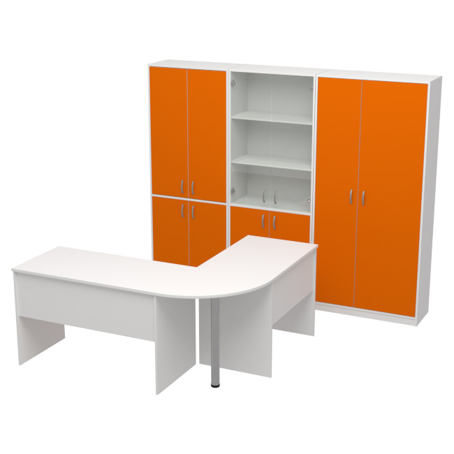 Комплект офисной мебели КП-11 цвет Белый+оранж