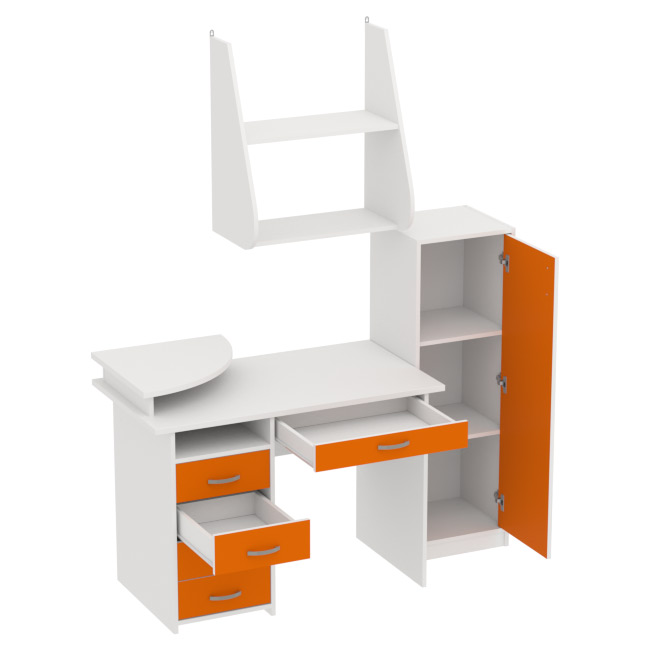 Комплект офисной мебели КП-14 цвет Белый+Оранж