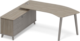 Стoл руководителя эргономичный левый с тумбой опорной Вяз-Мокко ТМ М1 125 ВЛ ВЛ МП 216,4/159,2/75,6