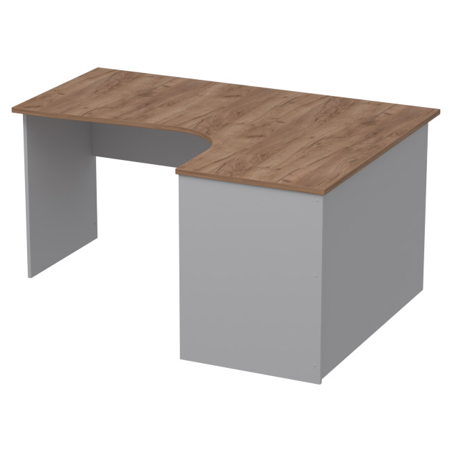 Офисный стол СТУ-Л цвет Серый + Дуб Крафт 160/120/76 см