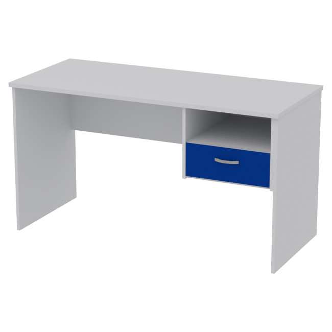 Офисный стол СТ+1Т-42 цвет Серый+Синий 140/60/76 см