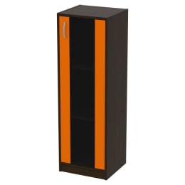 Офисный шкаф СБ-61+ДВ-62 графит цвет Венге+Оранж 40/37/123 см