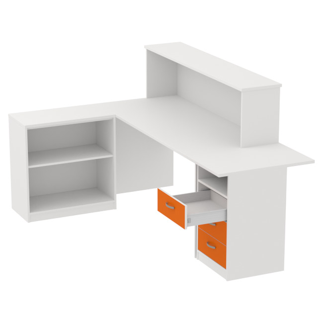 Комплект офисной мебели КП-12 цвет Белый+оранж