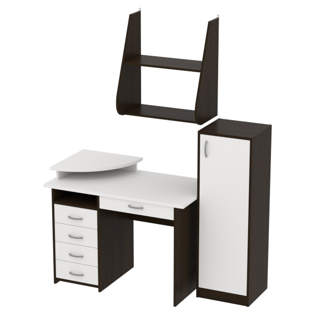 Комплект офисной мебели КП-14 цвет Венге+Белый