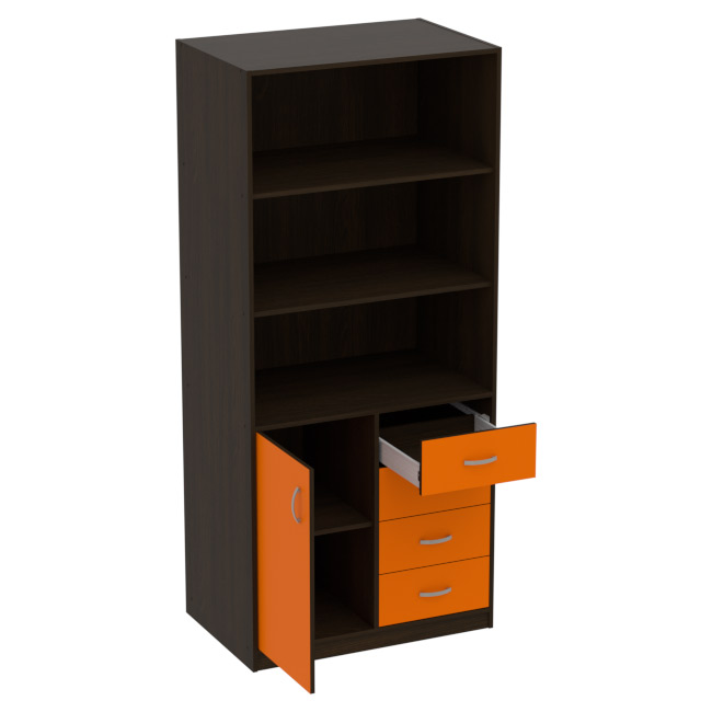 Офисный шкаф ШБ-7 цвет Венге+Оранж 89/58/200 см