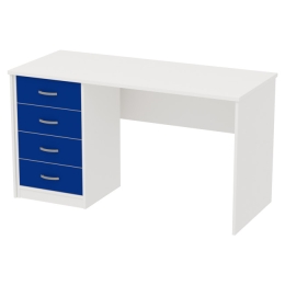 Офисный стол СТ-42+ТС-27 цвет Белый+Синий 140/60/76 см