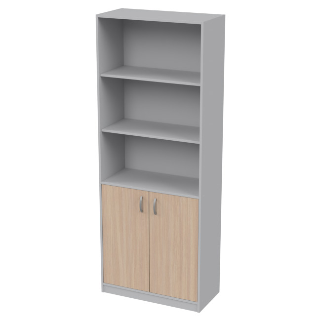 Офисный шкаф ШБ-3 цвет Серый+Дуб Молочный 77/37/200 см