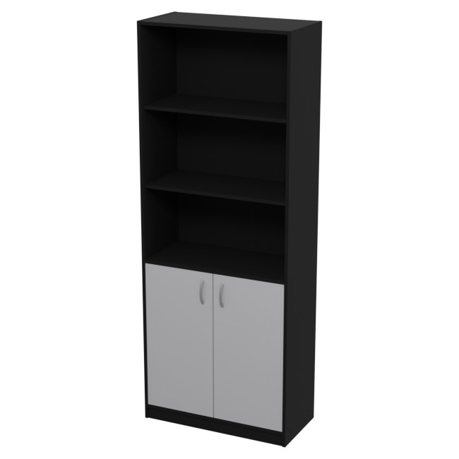 Шкаф для офиса ШБ-3 цвет Черный + Серый 77/37/200 см