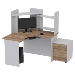 Компьютерный стол КП-СКЭ-3 цвет Серый+Дуб Крафт 120/120/141 см