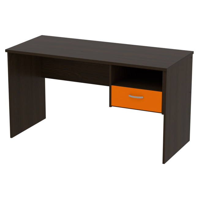 Офисный стол СТ+1Т-42 цвет Венге+Оранж 140/60/76 см
