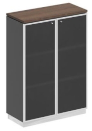 Шкаф для документов средний со стеклянными дверьми СИ 319 Дуб Гладстоун-Антрацит