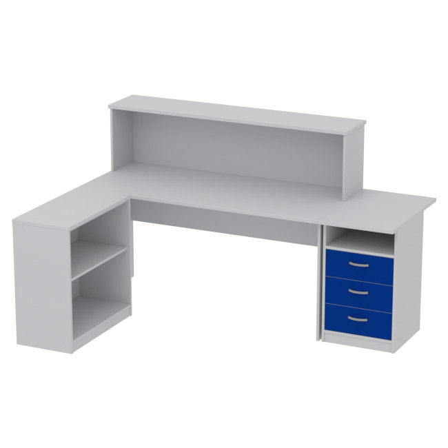 Комплект офисной мебели КП-12 цвет Серый+синий