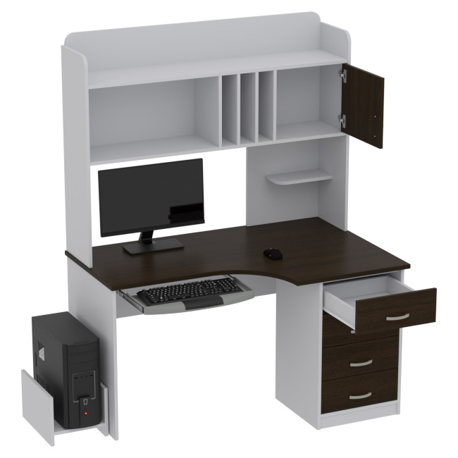 Компьютерный стол КП-СКЭ-8 Левый цвет Серый+Венге 140/90/182 см