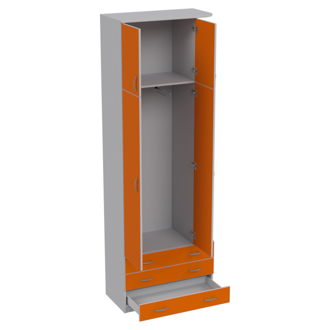 Шкаф для одежды ШО-45 цвет Серый+Оранж 89/45/260 см