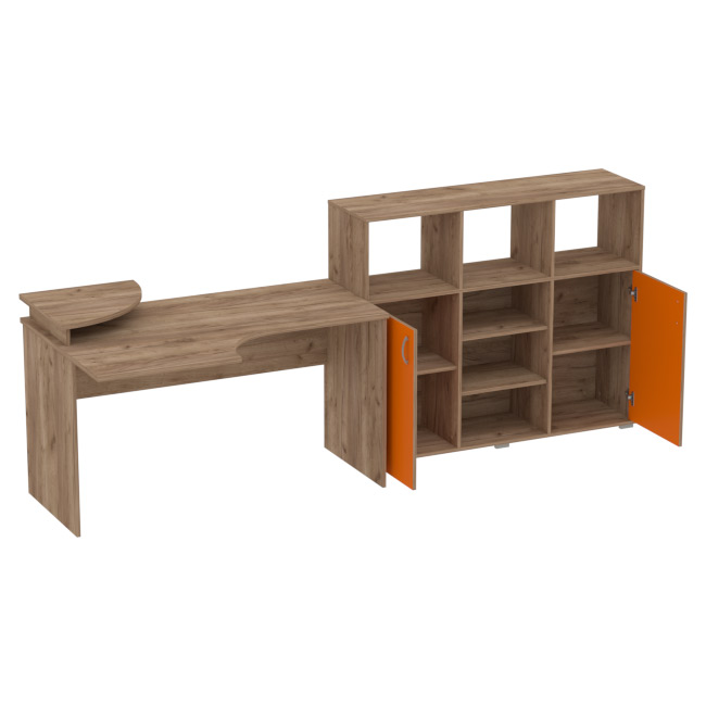 Комплект офисной мебели КП-9 цвет  Дуб Крафт+Оранж