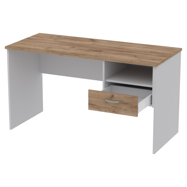 Офисный стол СТ+1Т-42 цвет Серый+Дуб Крафт 140/60/76 см
