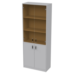 Офисный шкаф ШБ-3+А-5+С-28МВ тон. бронза цвет Серый 77/37/200 см