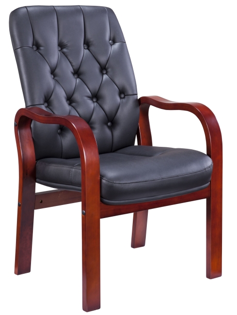 Кресло Everprof Monaco Wood CF Экокожа Черный