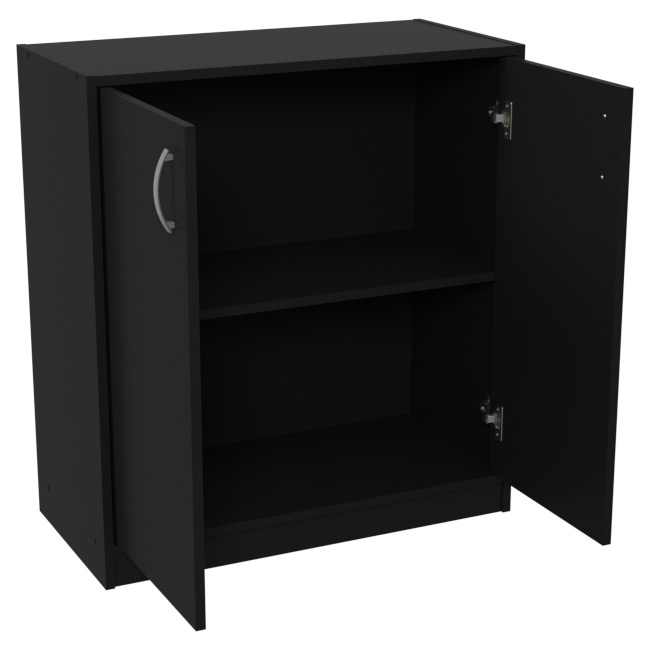 Шкаф для офиса СБ-37+ДВ-45 цвет Черный 77/37/85 см