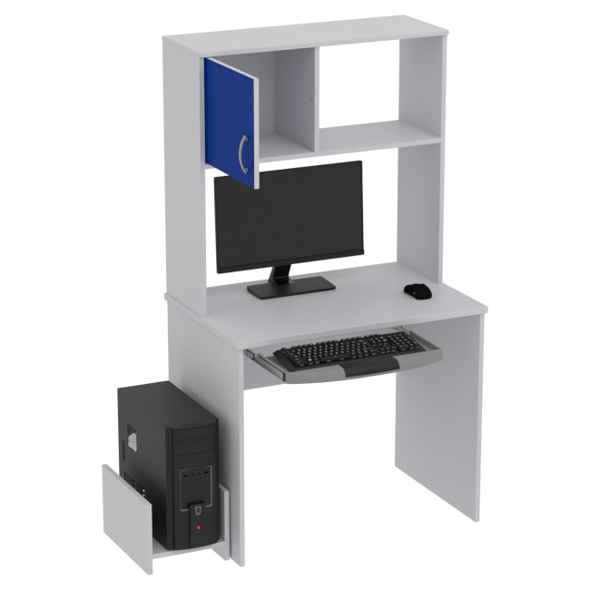 Компьютерный стол КП-СК-6 цвет Серый+Синий 90/60/163 см