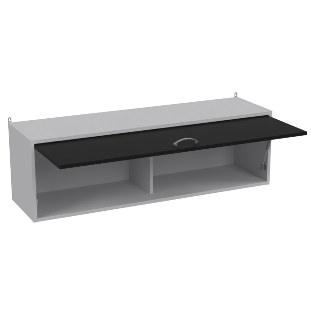 Навесная полка ПП-56+ДВ-56 цвет Серый + Черный 120/33/37