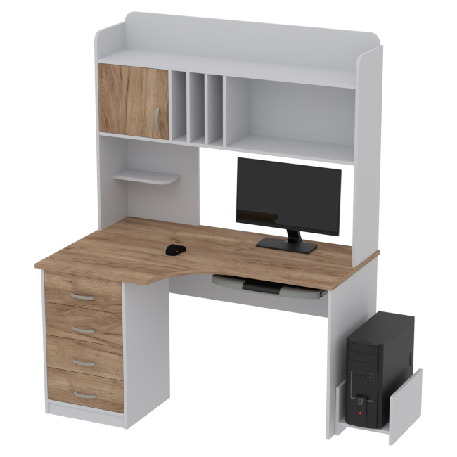 Компьютерный стол КП-СКЭ-8 Правый цвет Серый+Дуб Крафт 140/90/182 см
