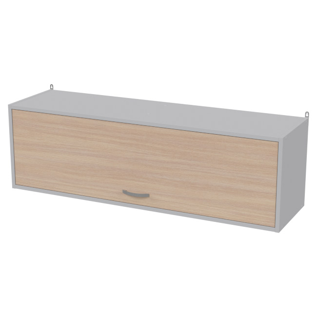 Навесная полка ПП-56+ДВ-56 цвет Серый+Дуб Молочный 120/33/37 см