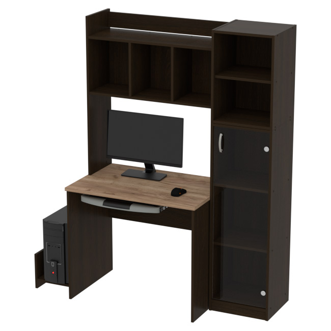 Компьютерный стол КП-СК-15 цвет Венге+Дуб Крафт 130/60/180 см