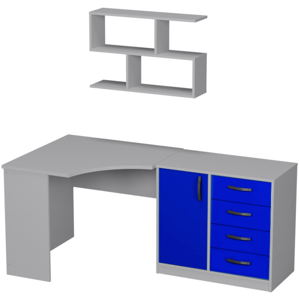 Комплект офисной мебели КП-18 цвет Серый+Синий