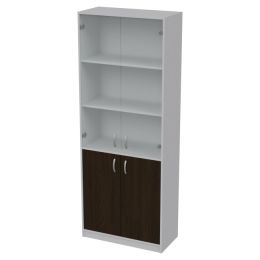 Офисный шкаф ШБ-3+А-5 матовый цвет Серый+Венге 77/37/200 см