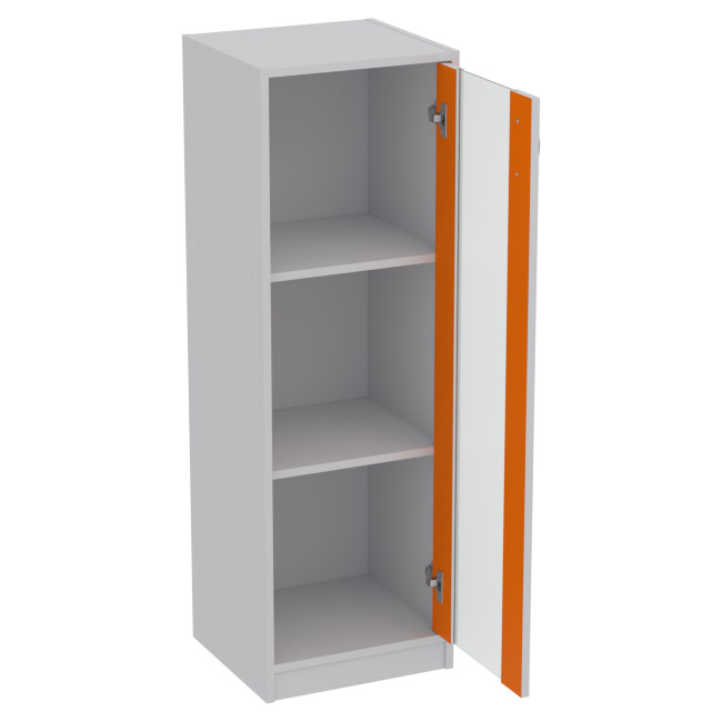 Офисный шкаф СБ-61+ДВ-62 матовый цвет Серый+Оранж 40/37/123 см